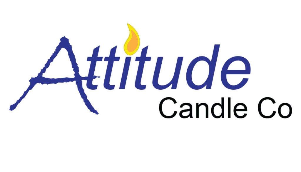 Attitude Candle Co logo, with a flame dotting the I