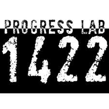 Logo for Progress Lab 1422, with black and white text